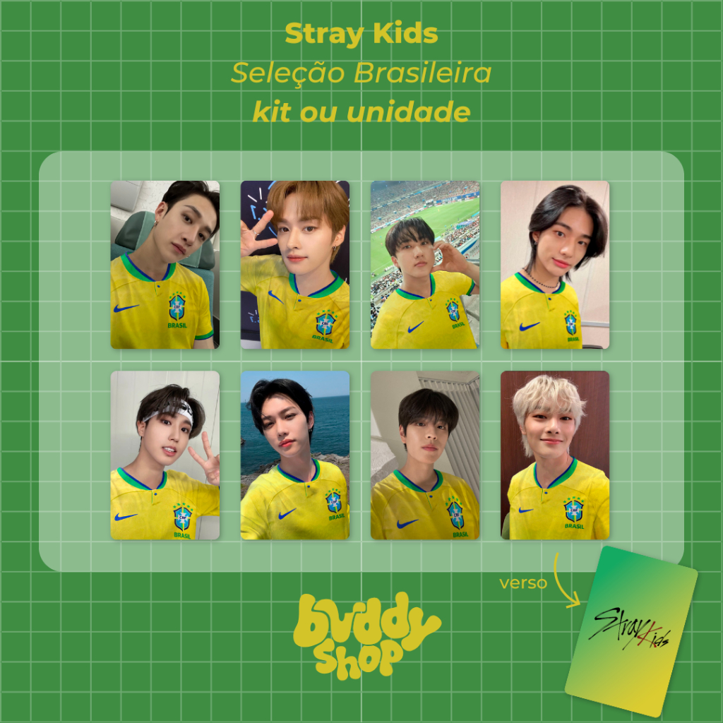 Photocards Stray Kids Seleção Brasileira Camisa do Brasil K-Pop | Bvddy Shop