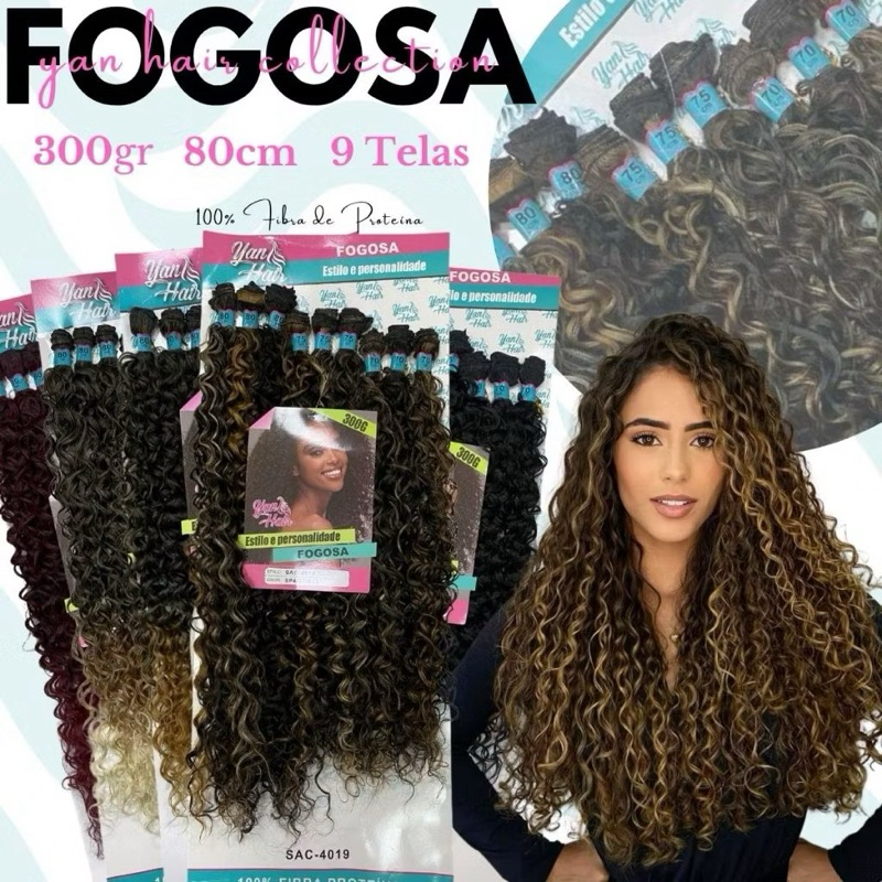 Cabelo Cacheado Orgânico Bio Fibra de Proteína Fogosa Max Yan Hair 300g 70cm 75cm 80cm