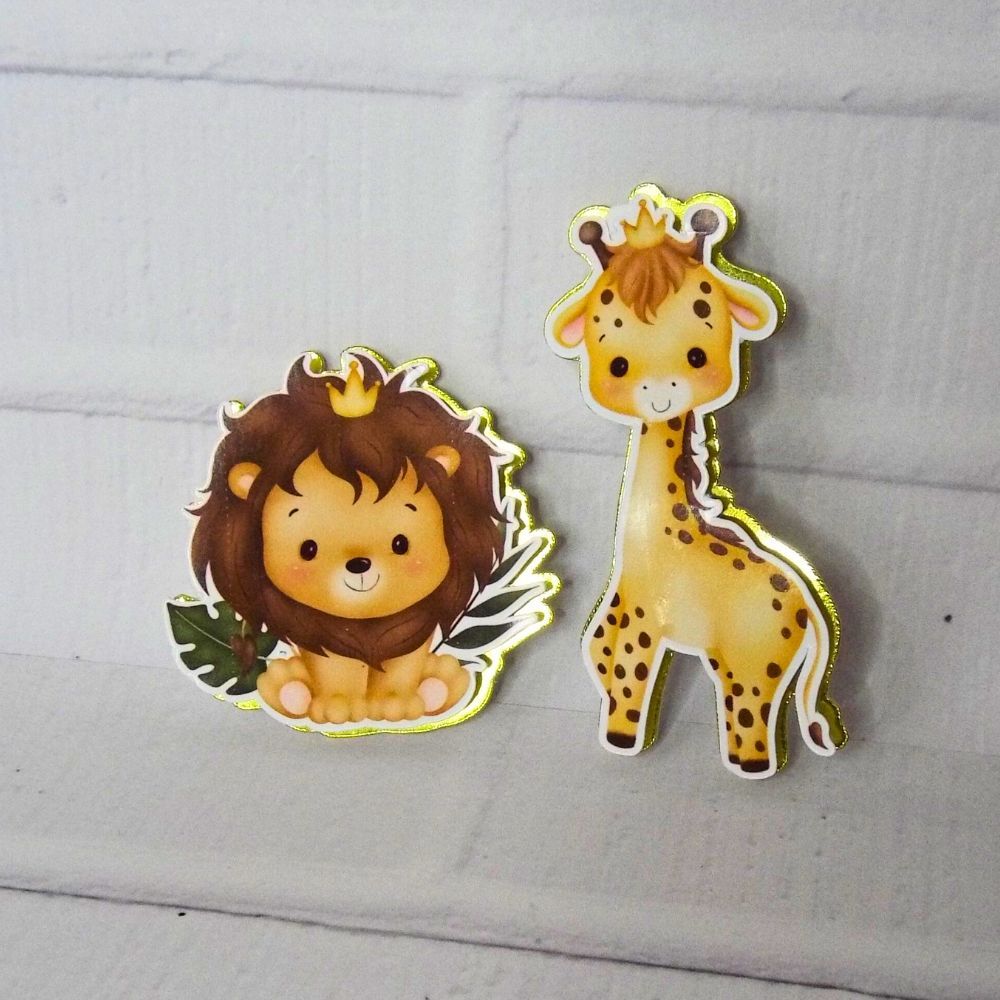 Apliques Safari 3D com Lamicote Dourado - Aplique Camadas Lamicote - Lembrancinha Festa