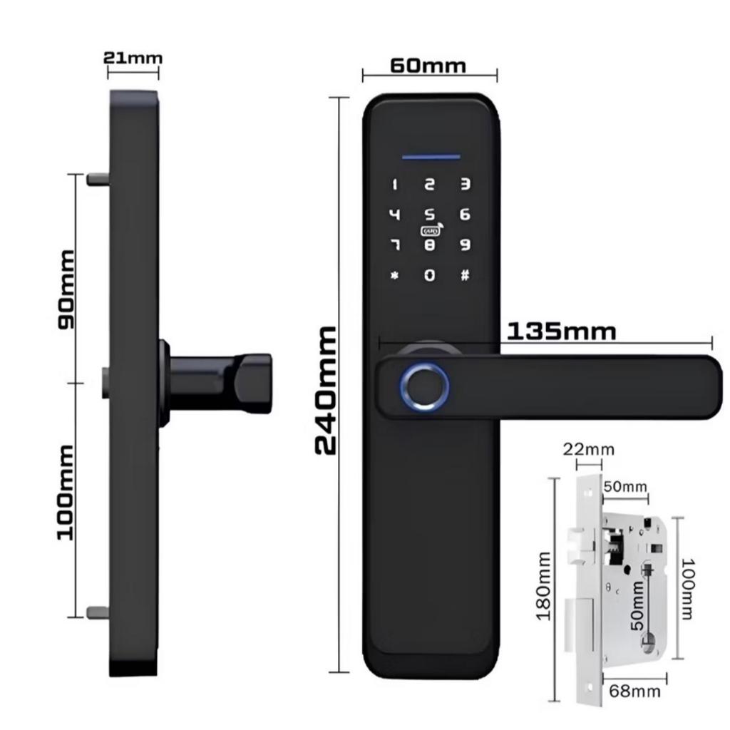 Fechadura Digital Fechadura Eletronica Fechaduras Digital de Embutir com Biometria Tag Cartão Chave
