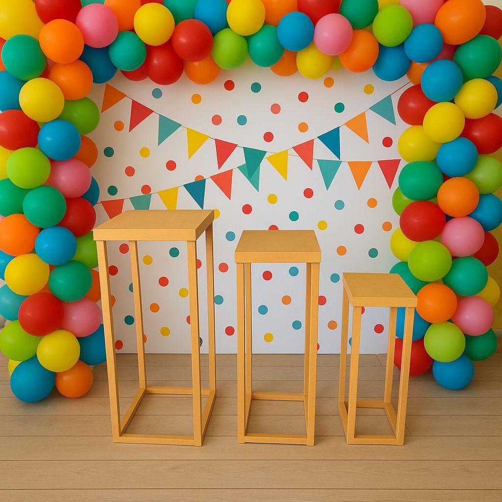 Trio Mesa P M G MDF Decorativo Desmontável para Festa Evento Expositor Doces Lembrancinhas Mesa Posta