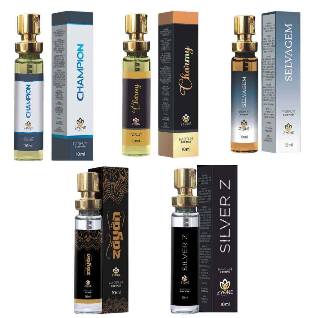 Kit 5 Perfumes Masculinos 10ml Zyone - Perfumes Importados E Perfume Árabe - Alta Fixação - Perfume De Bolso