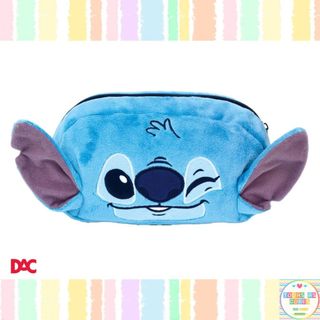 Estojo Stitch Pelúcia DAC Fluffy Grande Escolar Espaçoso Com Zíper Material Escolar do Stitch
