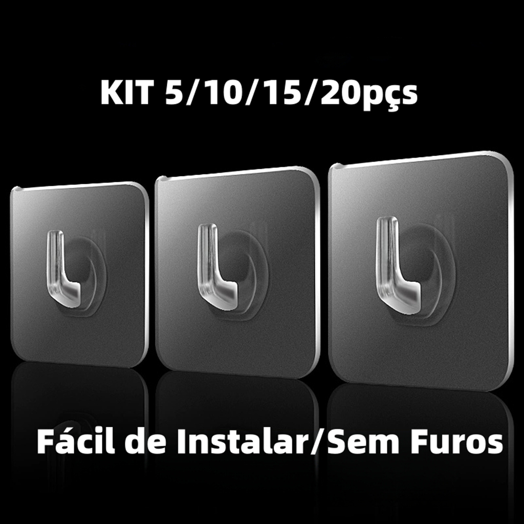 20pçs Gancho Adesivo Transparente Forte Plástico Multiuso Para Cozinha Banheiro