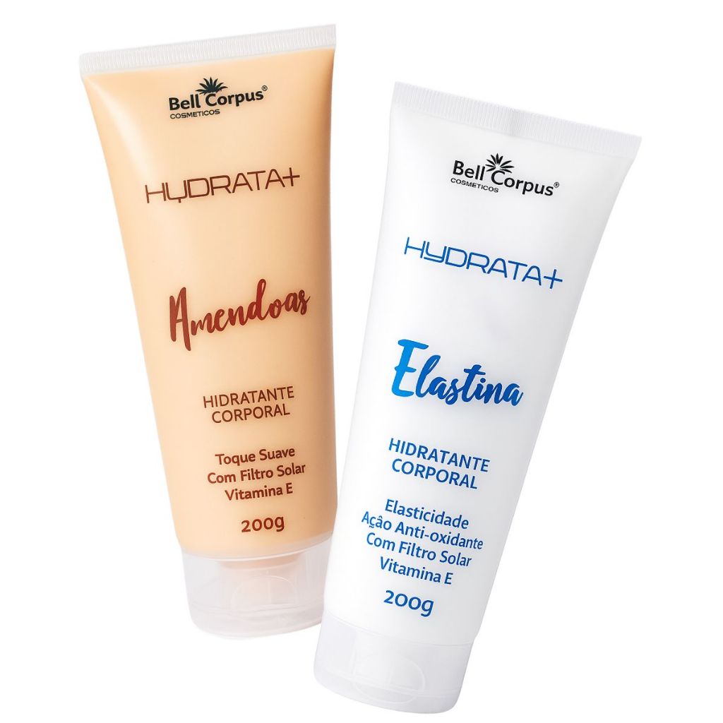 Kit Hidratante Corporal Elastina + Amêndoas c/ Filtro Solar e Vit E Bell Corpus