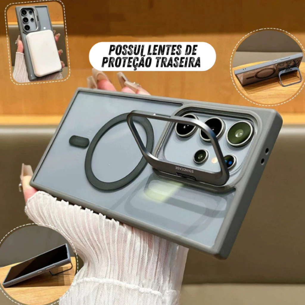 Capinha Magnética Magsafe + Lentes de proteção suporte p/ Samsung S25FE S25Ultra 25 S24 S24FE S23FE S26 Ultra S26Plus