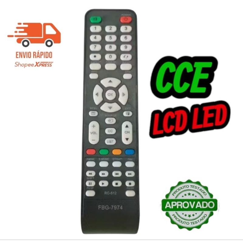 Controle Remoto Compativel Tv Cce LN24GW FBG-7974