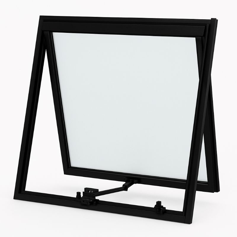 Janela para banheiro 50x50 Alumínio Preto Vidro jateado