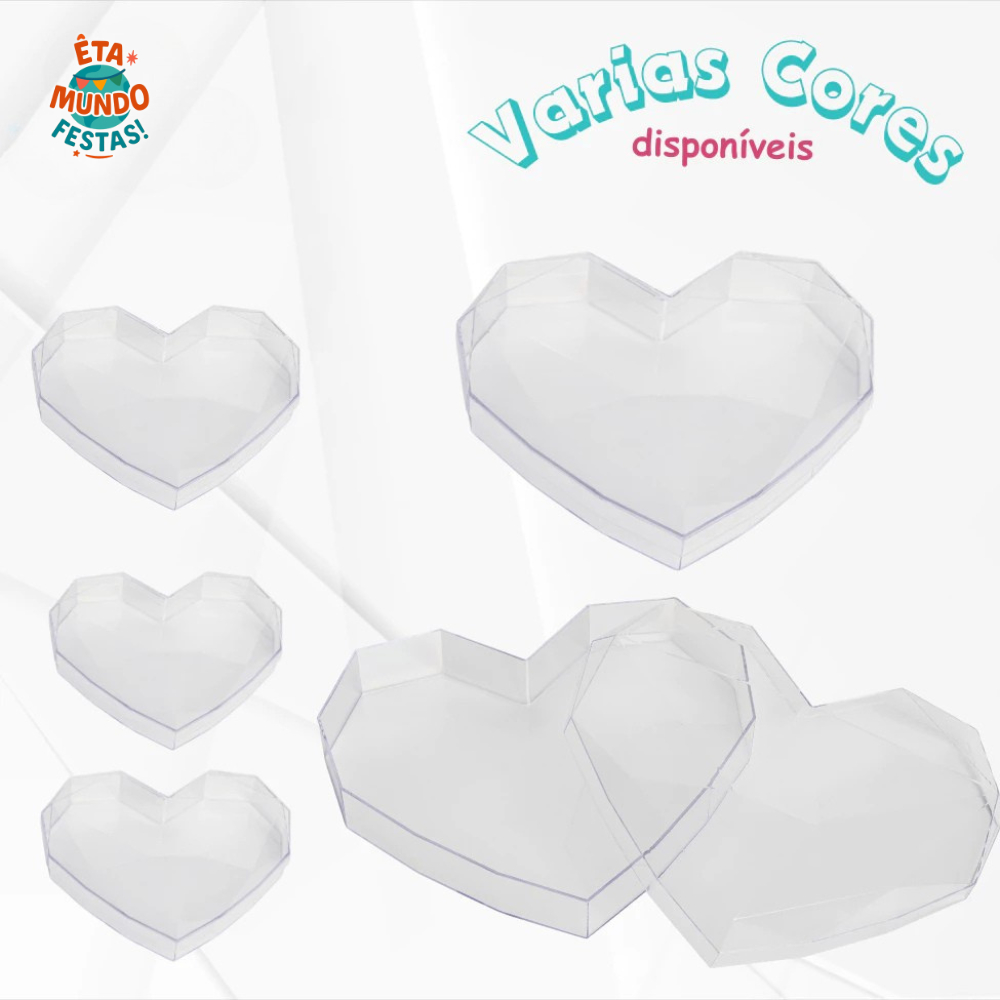 KIT 05 CAIXA CORAÇÃO LAPIDADO 17X22CM PARA PRESENTES E DECORAÇÃO