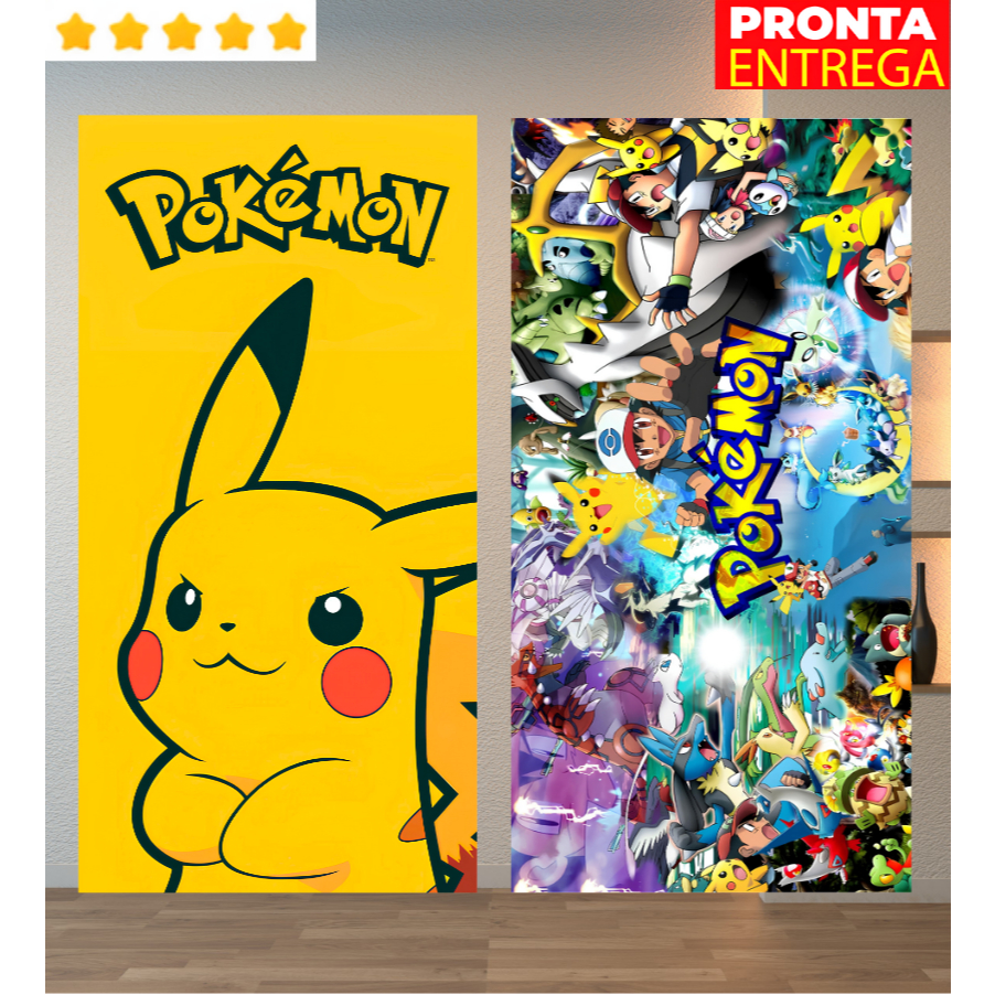 Toalha de Banho Infantil Pikachu Pokemon Pokémon Anime Desenho Praia Piscina Felpa Estampada