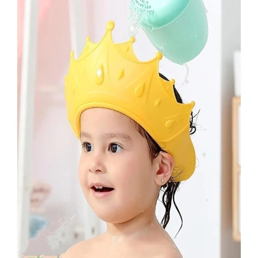Touca de Banho Infantil em Formato de Coroa – Protege Olhos e Ouvidos | Tamanho Ajustável