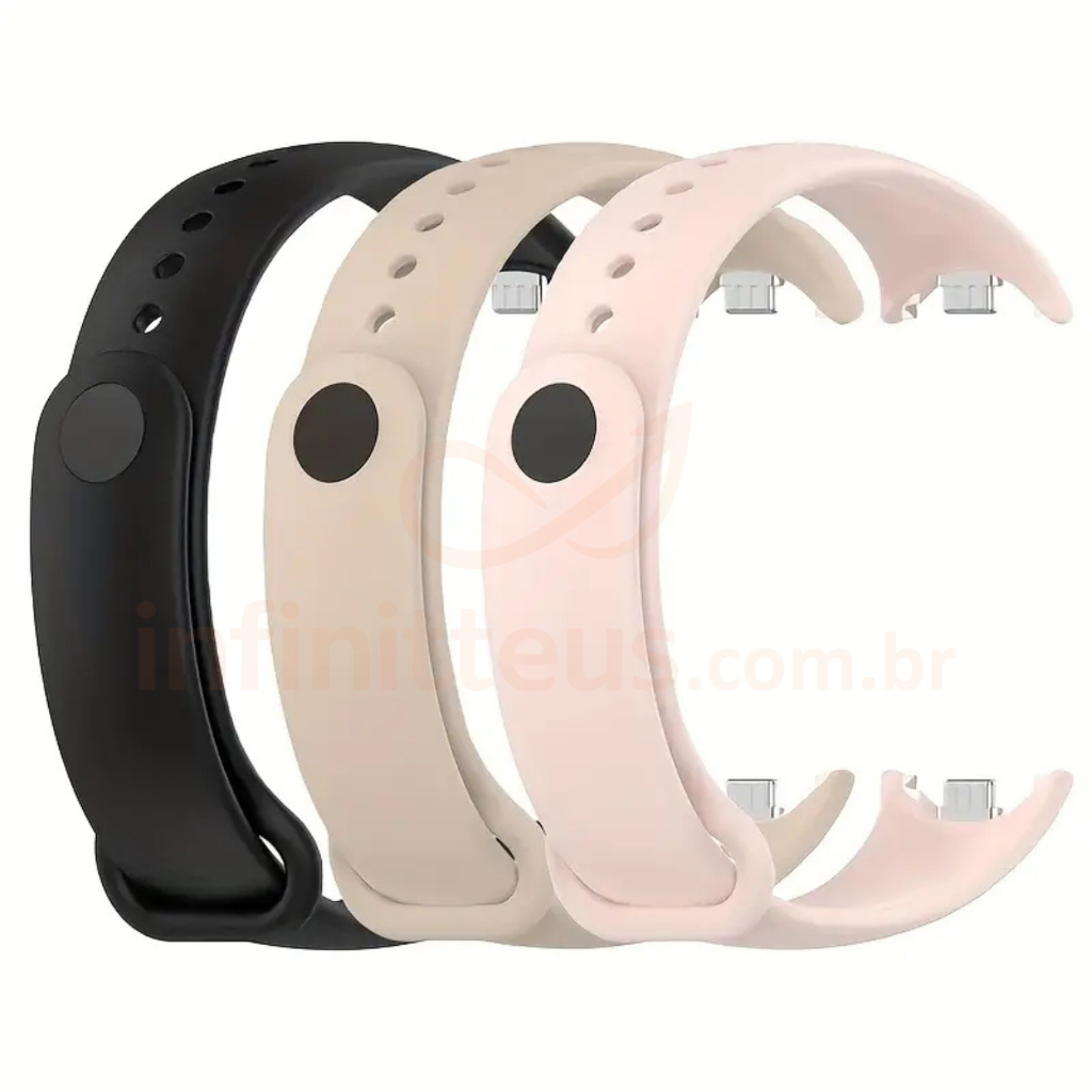 Pulseiras p/ Mi Band 10 8 9 encaixe TicTac silicone macio confortável qualidade [Envio HOJE] em Oferta na Shopee