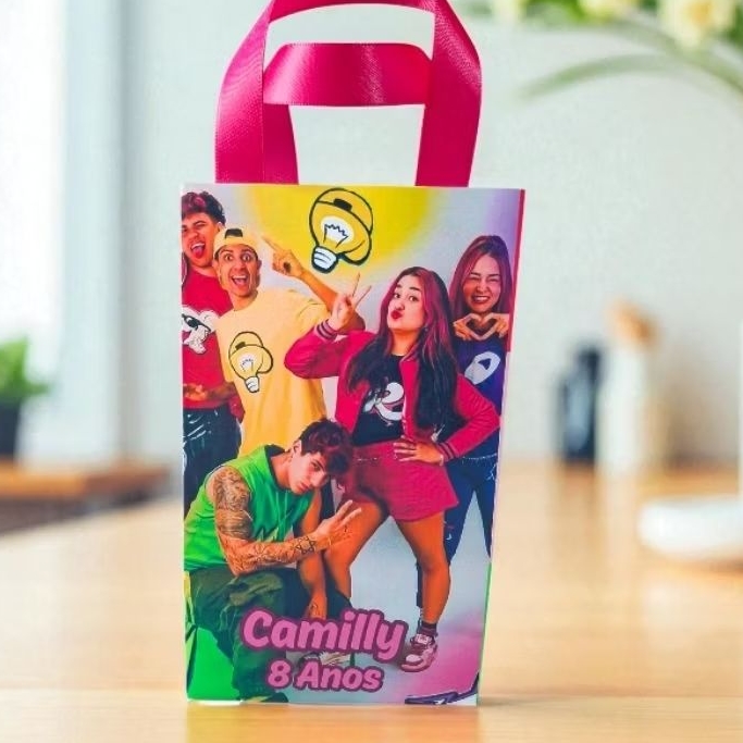 15 Sacolinhas Personalizadas Turma Rosa/Lembrancinha Festa Infantil/ Sacola Surpresa