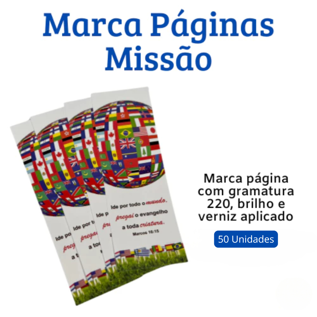 Marca página missões Lembrancinha Evangélica 50 Unidades