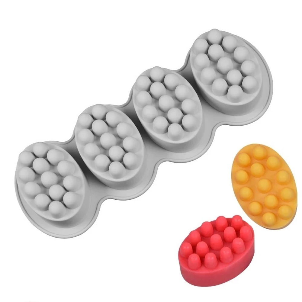 Forma de silicone 3d sabonete artesanal molde sabonete massageador Cinza