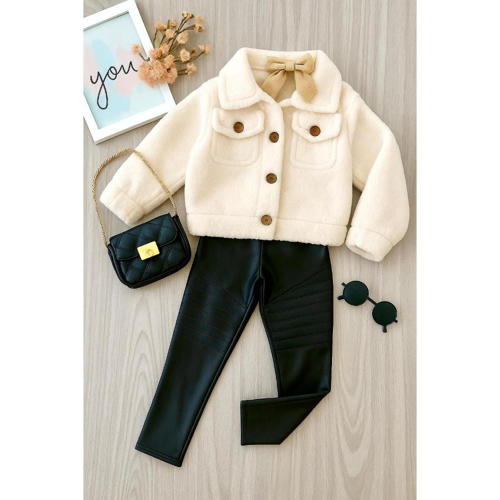 Conjunto Infantil Casaco Teddy Cropped + Calça Tratorada Estilo Blogueirinha Blusa De Frio Menina Quente Inverno Pelúcia em Oferta na Shopee