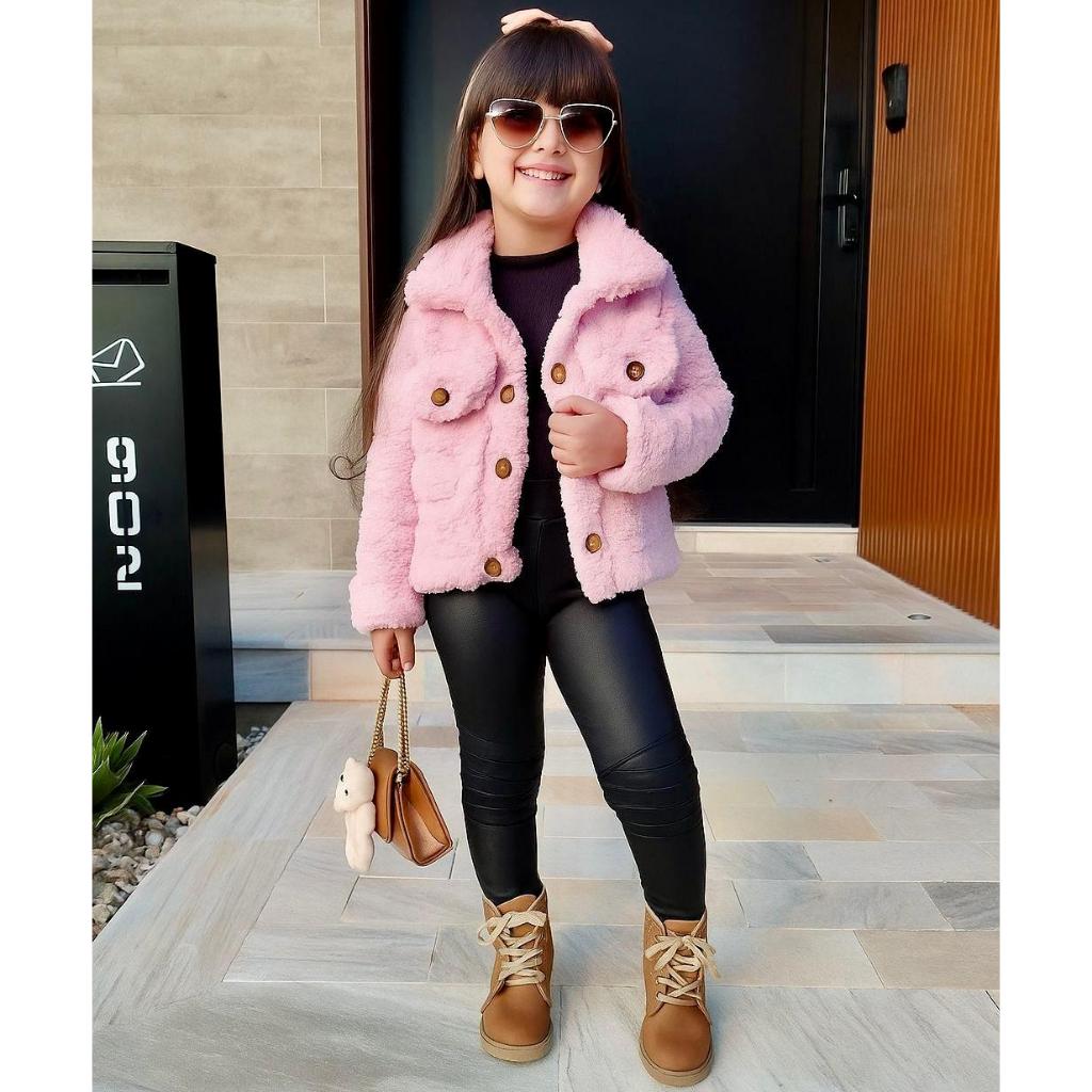 Kit Infantil Conjunto Casaco Teddy Cropped + Calça Tratorada Blogueirinha Blusinha Frio Menina Inverno Quentinho Pelúcia em Oferta na Shopee