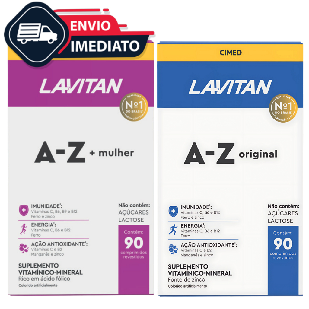 Kit Lavitan Casal Completo AZ Homem + Mulher 90 Cápsulas Vitaminas, Energia e Imunidade