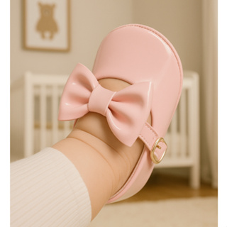 Sapatilha laço verniz rosa, bebê menina recém nascida, festa, batizado. Do 14 ao 19. em Oferta na Shopee