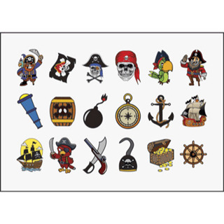 Kit 36 Tatuagem  Infantil  temporária tema Piratas em Oferta na Shopee