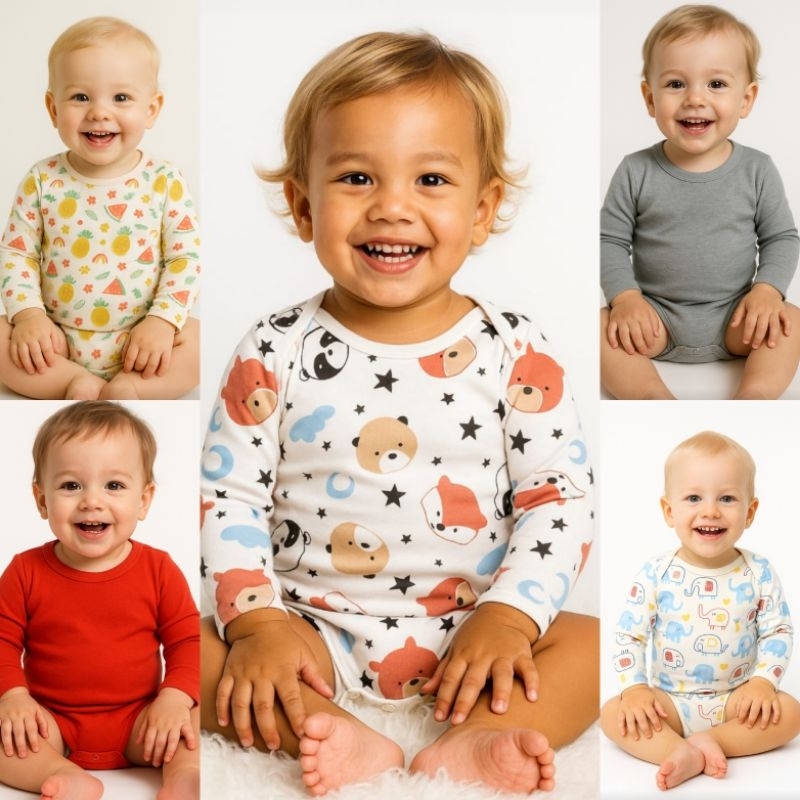 Body Bebê Manga Curta E Manga Longa Tamanho 123 Acima 1 ano 1-2-3 100%Algodão Manga Longa em Oferta na Shopee