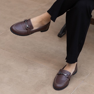 Mocassim Feminino Cafe Sola Tratorada Baixa Clássico Atemporal Casual Loafer Sapatilha Maricotta em Oferta na Shopee