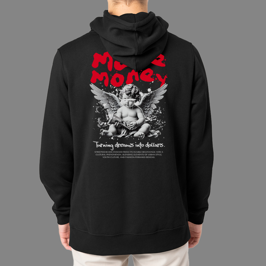 Moletom Canguru Estampa Make Money Moletom 100% Algodão Streetwear