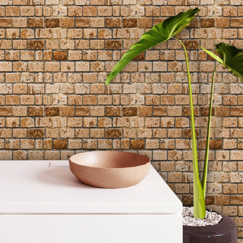 Papel de Parede Adesivo Tijolo Tijolinho Marrom 3D Realista Fácil Aplicar Decoração Lavável