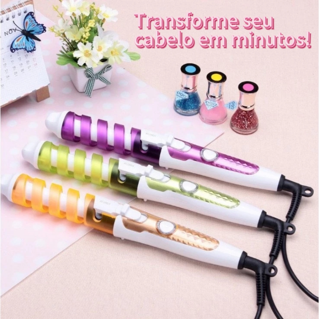 💖【ESTILO MACARON】Modelador de Cabelo Espiral Automático, Ondas Perfeitas para Iniciantes, Anti-queimadura e Duradouro