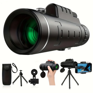 Monóculo Telescópio HD 40x60 Portátil com Zoom (com Tripé e Suporte para Celular)