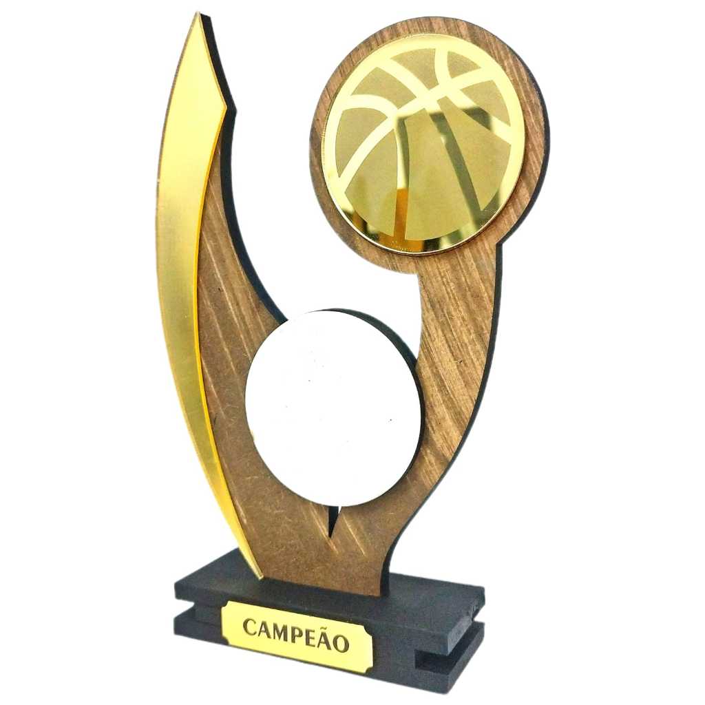Troféu BASQUETE para personalizar – Design Moderno em Madeira e Acrílico
