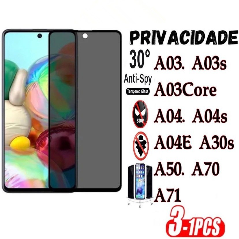 Película Privacidade 3D Anti Spy Samsung A03 A03S A03CORE A04 A04S A04E A30S A50 A70 A71
