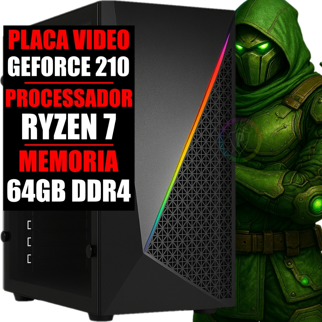 Pc Gamer Ddr4 Ryzen 7 / 64gb Ram / GeForce 210 / Ssd 480gb