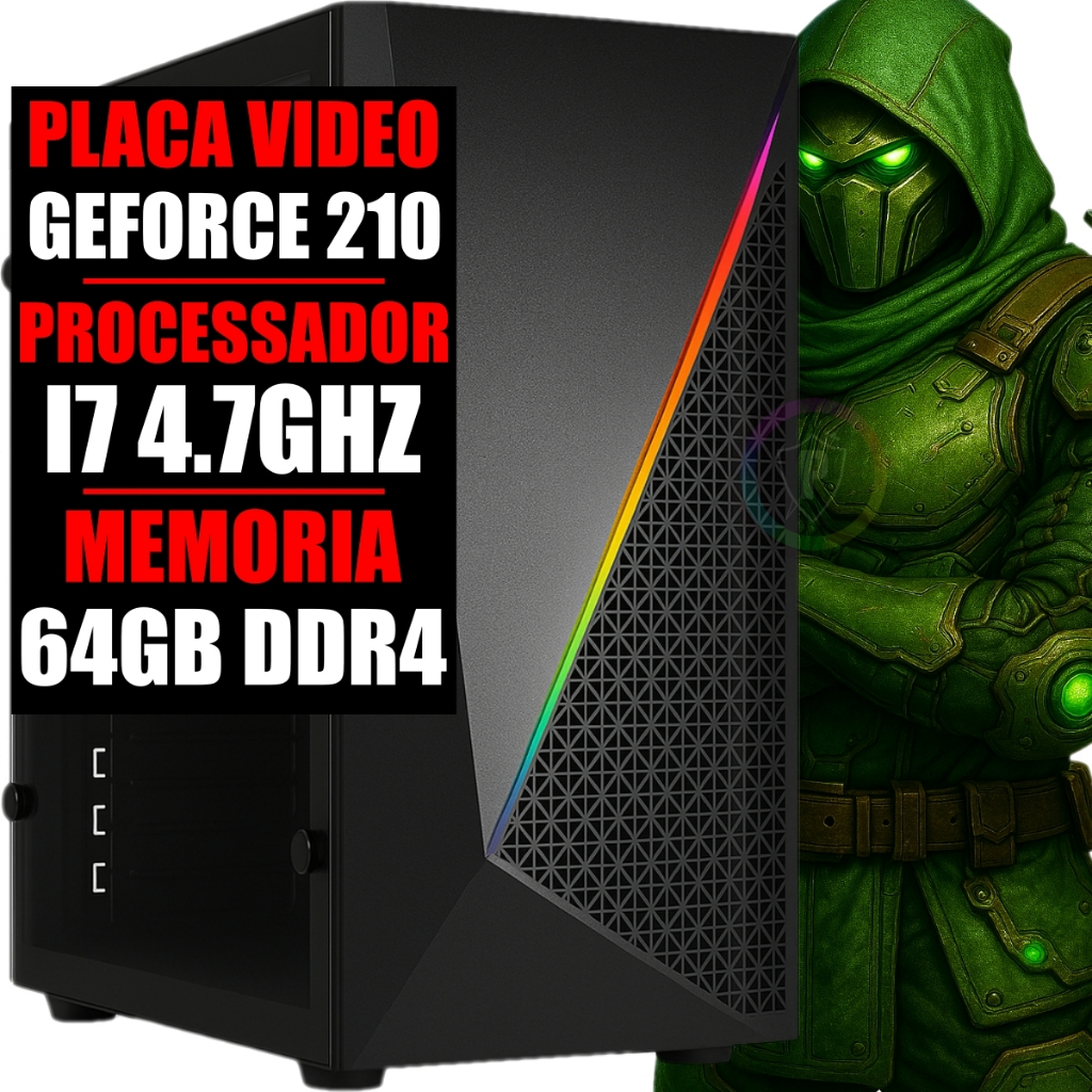 Pc Gamer Ddr4 Intel Core i7 9 Geração / 64gb Ram / GeForce 210 / Ssd 480gb