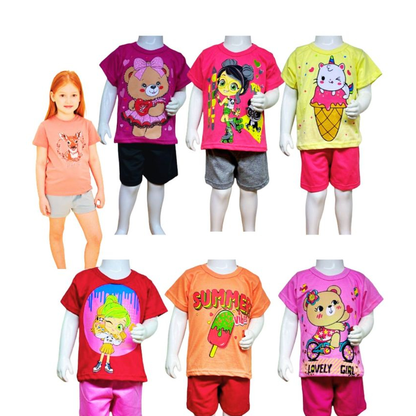 Produto Kit10 peças Conjunto Roupa Infantil Menina 10 pecas 5 conjuntos Menina Roupa Menina Infantil Short e Blusas