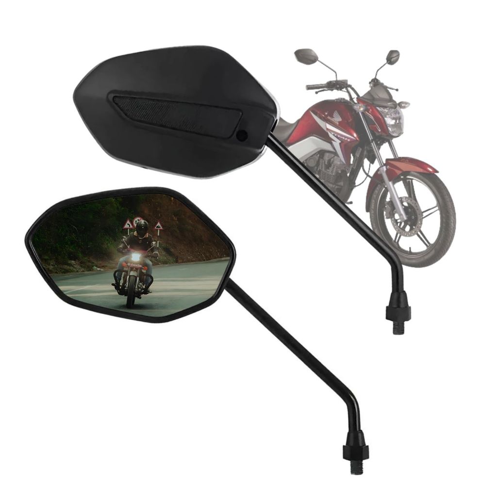 Retrovisor Moto CG Titan Fan 125 150 2014 Preto Haste Longa em Oferta na Shopee