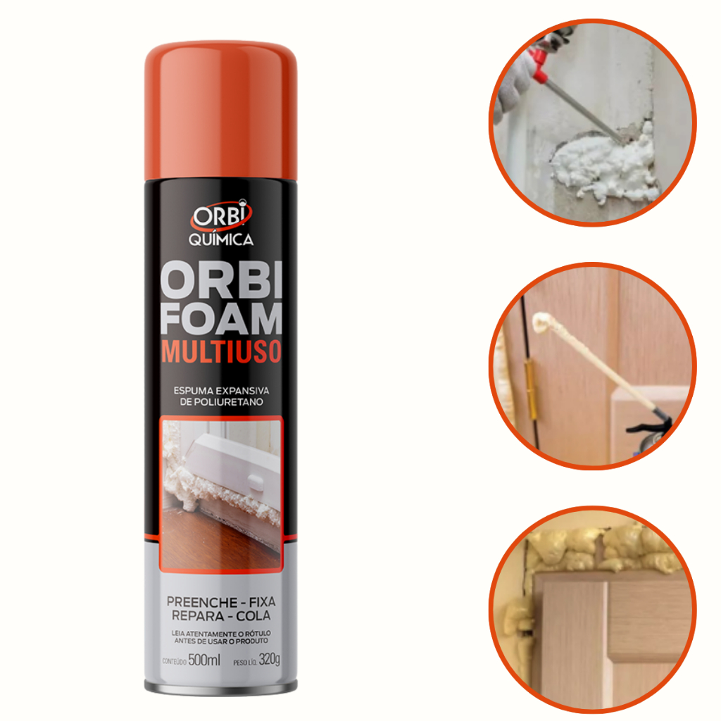 Espuma Expansiva Orbi Foam 500ml 320g Multiuso Orbifoam em Oferta na Shopee