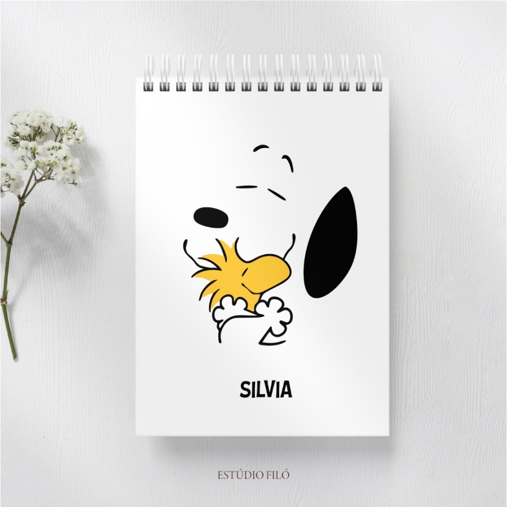 Bloco de anotações Snoopy personalizado com nome - tamanho A6 (11cm x 15cm) - 50fls ou 90fls em Oferta na Shopee