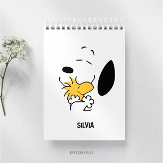Bloco de anotações Snoopy personalizado com nome - tamanho A6 (11cm x 15cm) - 50fls ou 90fls em Oferta na Shopee
