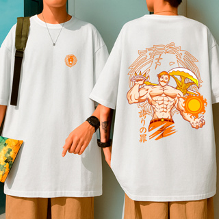 Camisa Oversized Estampada Anime 7 Pecados Escanor Orgulho Unissex Fogo Camiseta 100% Algodão em Oferta na Shopee