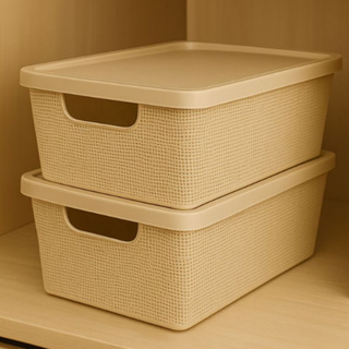 Kit 2 Caixas Organizadoras com Tampa Cesto Grande em Plástico 5 Litros Cozinha Banheiro Jaguar em Oferta na Shopee