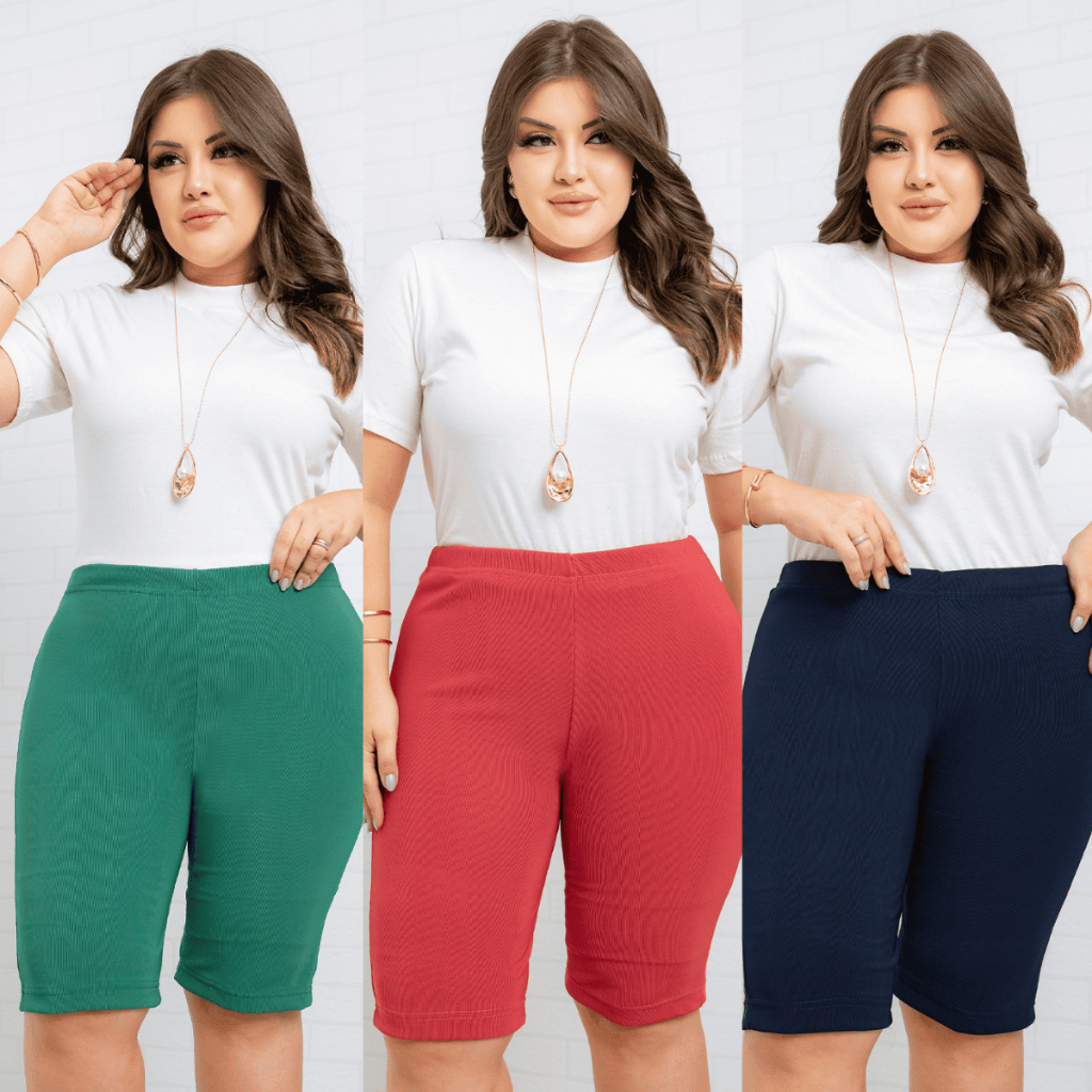 Bermudas De Gorgurão Gorgurinho Para Senhoras Com Elastico Na Cintura E Cós Alto