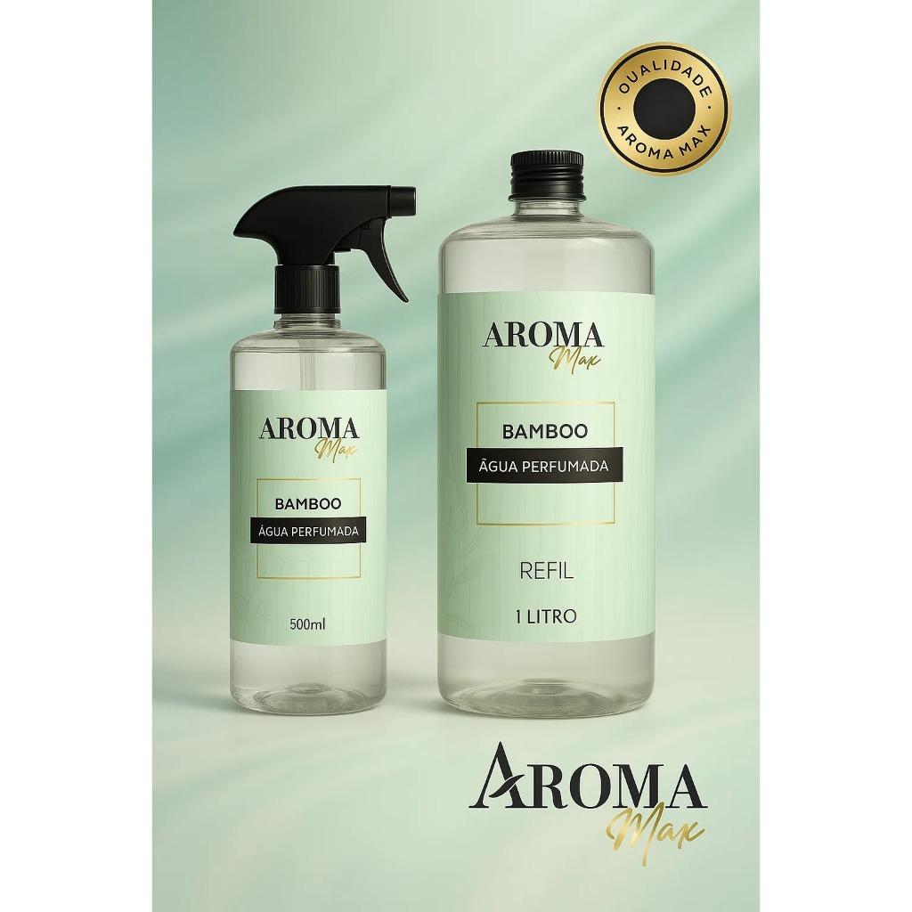 Kit Água Perfumada Bamboo 1,5 Lts Ideal p/ Ambientes, Roupas, Tecidos - Kit com Refil Aroma Max em Oferta na Shopee