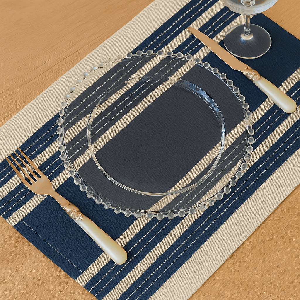kit 6 E 4 Lugares Americano Em Tear Manual Tecido Algodão Para Mesa Posta 100% Algodão