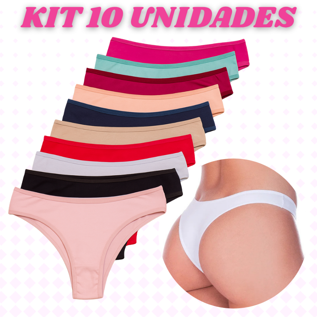 Kit 10 Calcinha Feminina, Calsinha Tanga Adulto suplex do P ao G