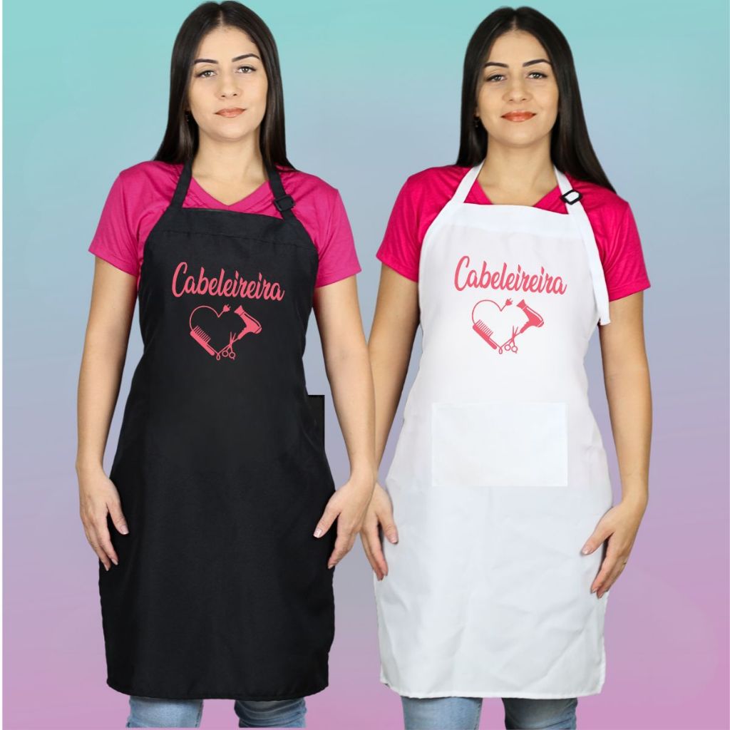 Avental Estampado unisex Preto Profissões Cabelereira, manicure, maquiadora,