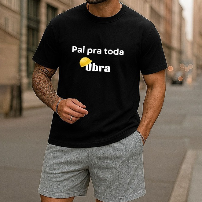 Conjunto Estampado Masculino Camiseta e Bermuda Moletom Dia dos Pais