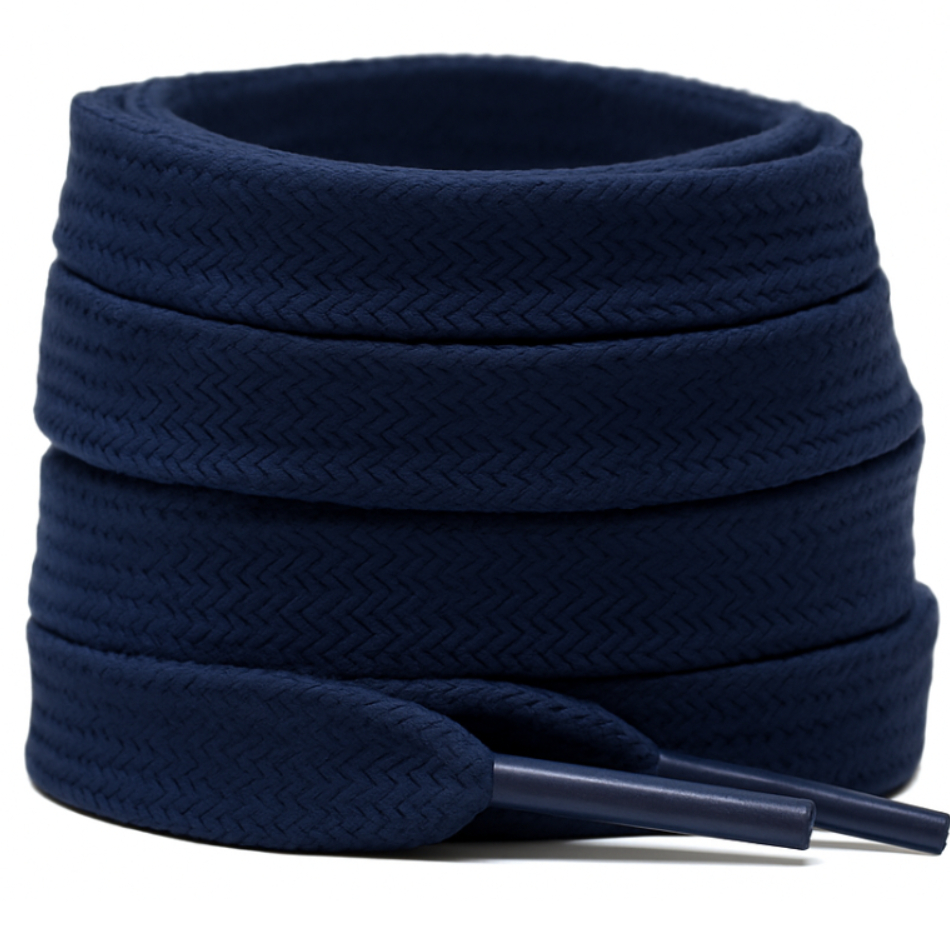 Par de Cadarço Achatado C4 Azul Marinho 120cm Para Blusa Capuz Casaco Bermuda Calça Saia Shorts Par