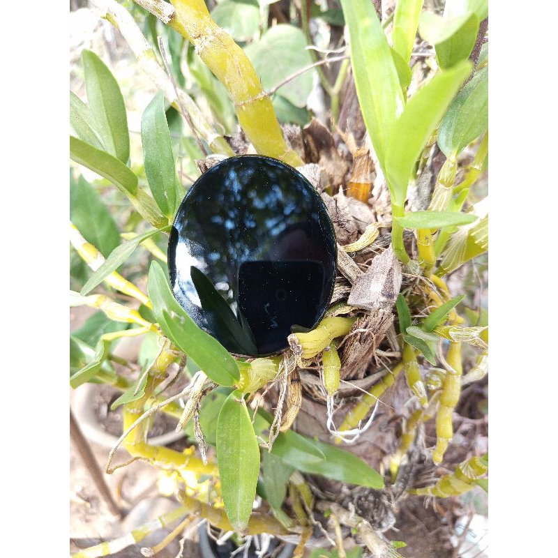 mini espelho de obisidiana negra 5 cm