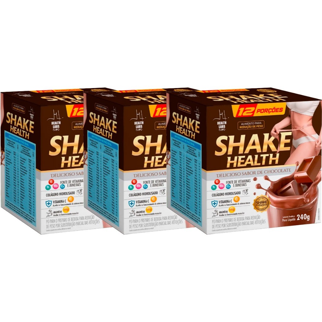 Kit 3x Shake Health (Substituto de Refeições) - 240g Cada (720g Total) - Health Labs